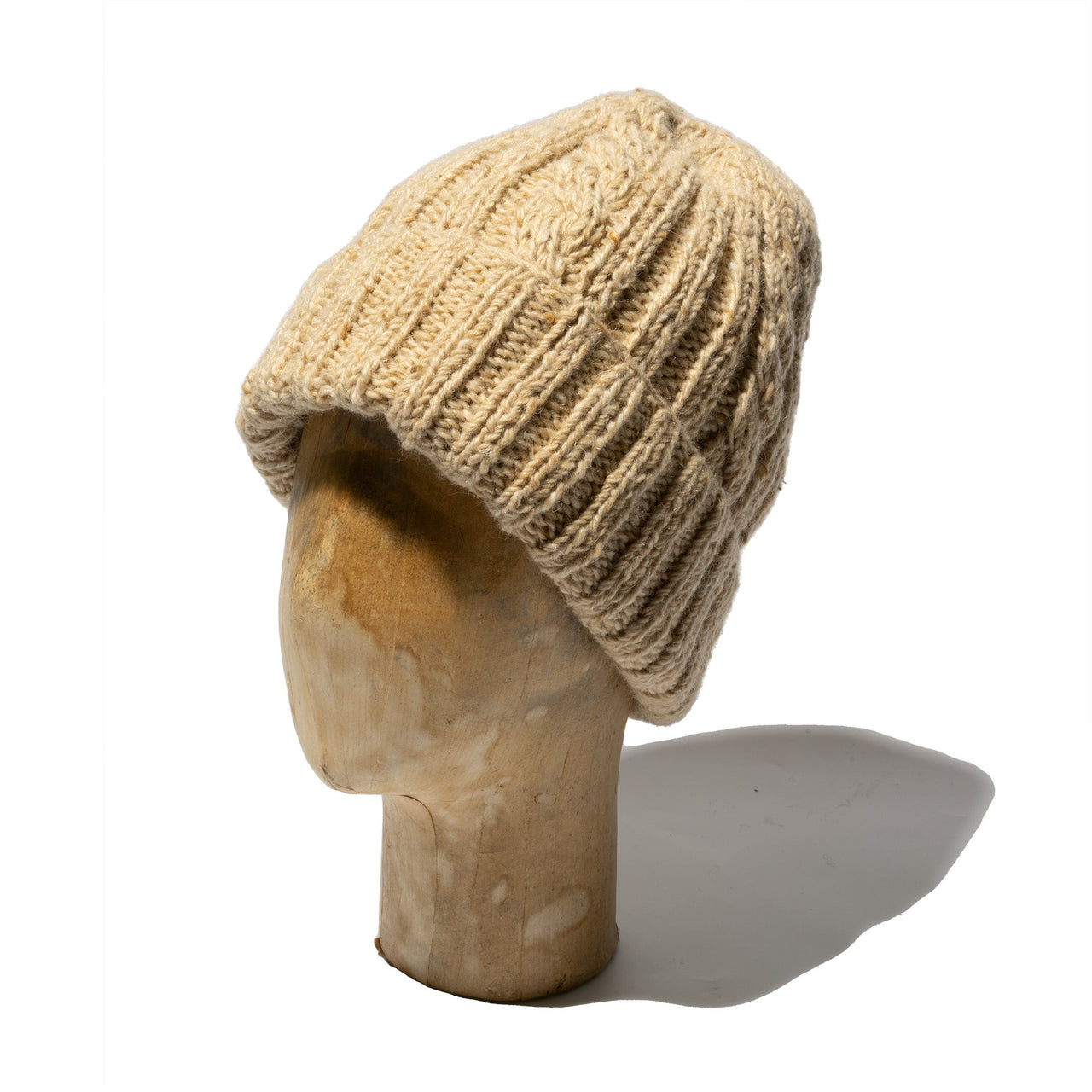 Allevol x Inverallan 22F Rib & Cable Hat Mohair Tweed Oatmeal-Hat-Clutch Cafe
