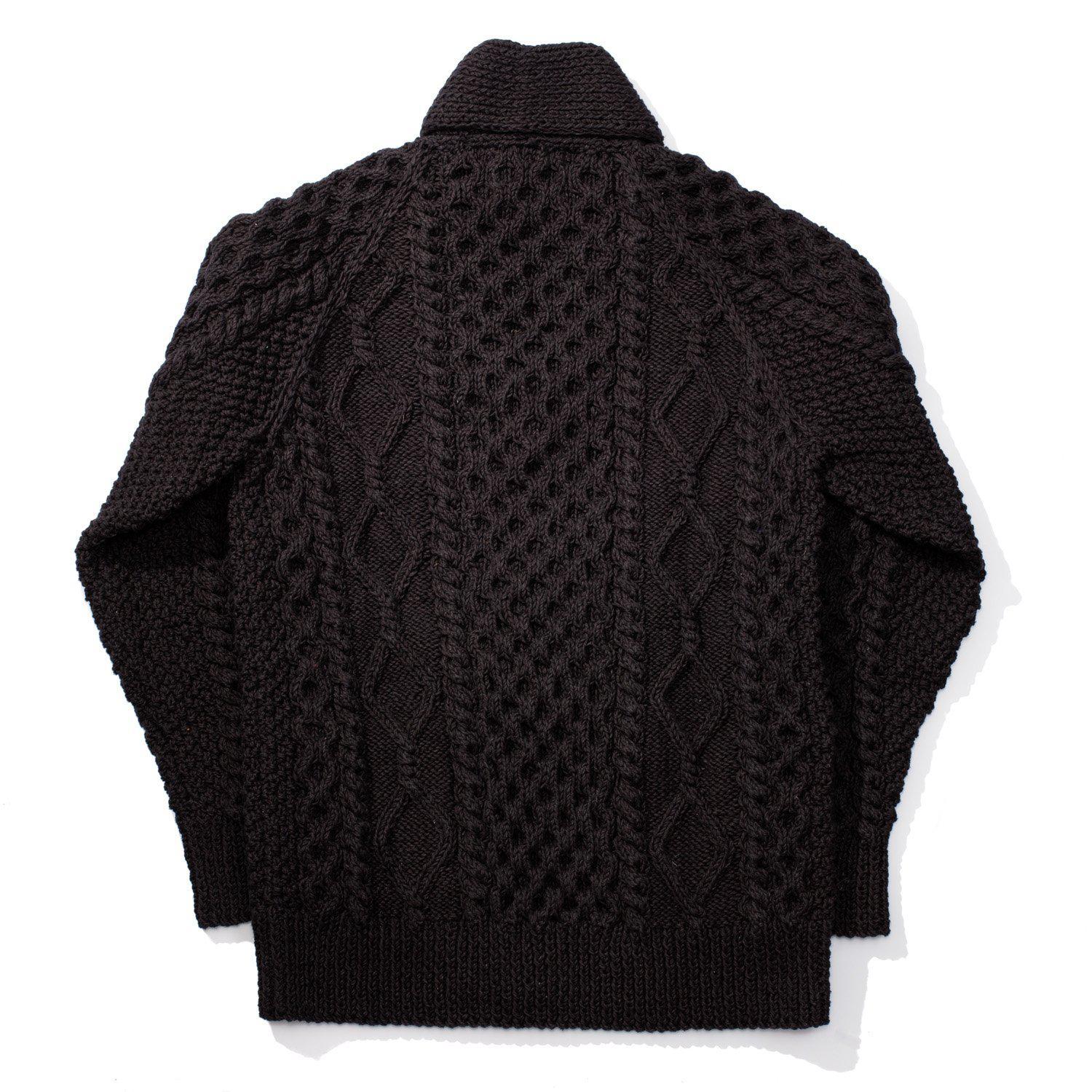 Allevol x Inverallan Shawl Collar Cardigan 6A Indigo Cotton Black-Knitwear-Clutch Cafe
