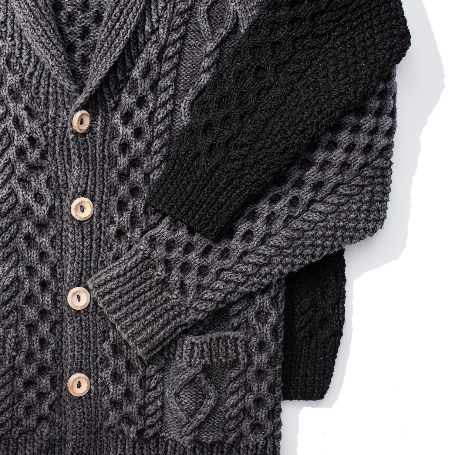 Allevol x Inverallan Shawl Collar Cardigan 6A Indigo Cotton Black-Knitwear-Clutch Cafe