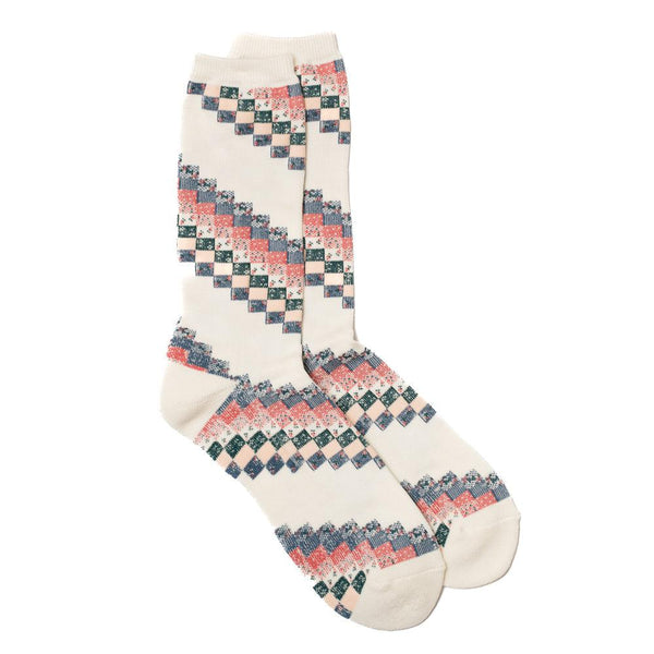 Anonymous Ism Quilted Patchwork Crew Sock Off White-Socks-Clutch Cafe