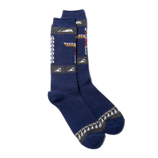 Anonymous Ism Wool Totempole Crew Sock Navy-Socks-Clutch Cafe