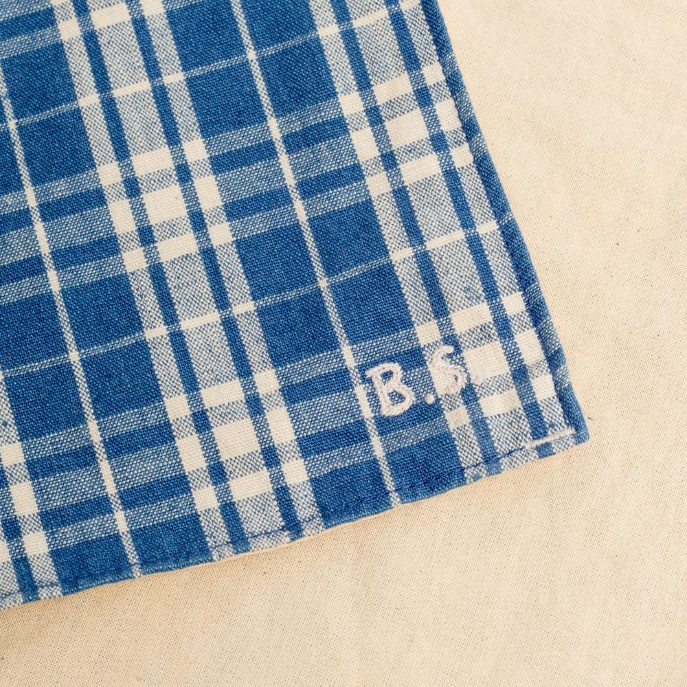 BasShu Grandad Check Place Mat Indigo Check (B)-Place Mat-Clutch Cafe
