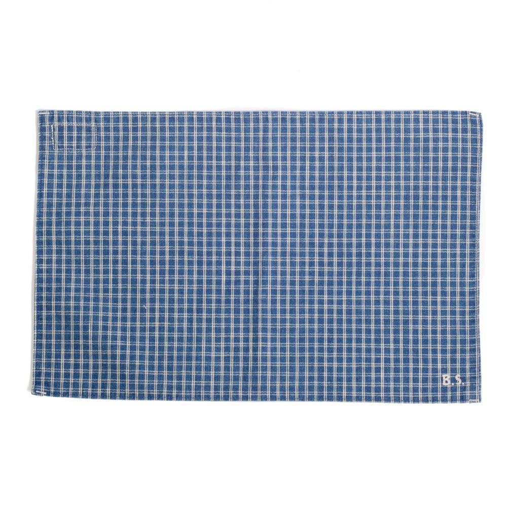 BasShu Grandad Check Place Mat Indigo Check (D)-Place Mat-Clutch Cafe