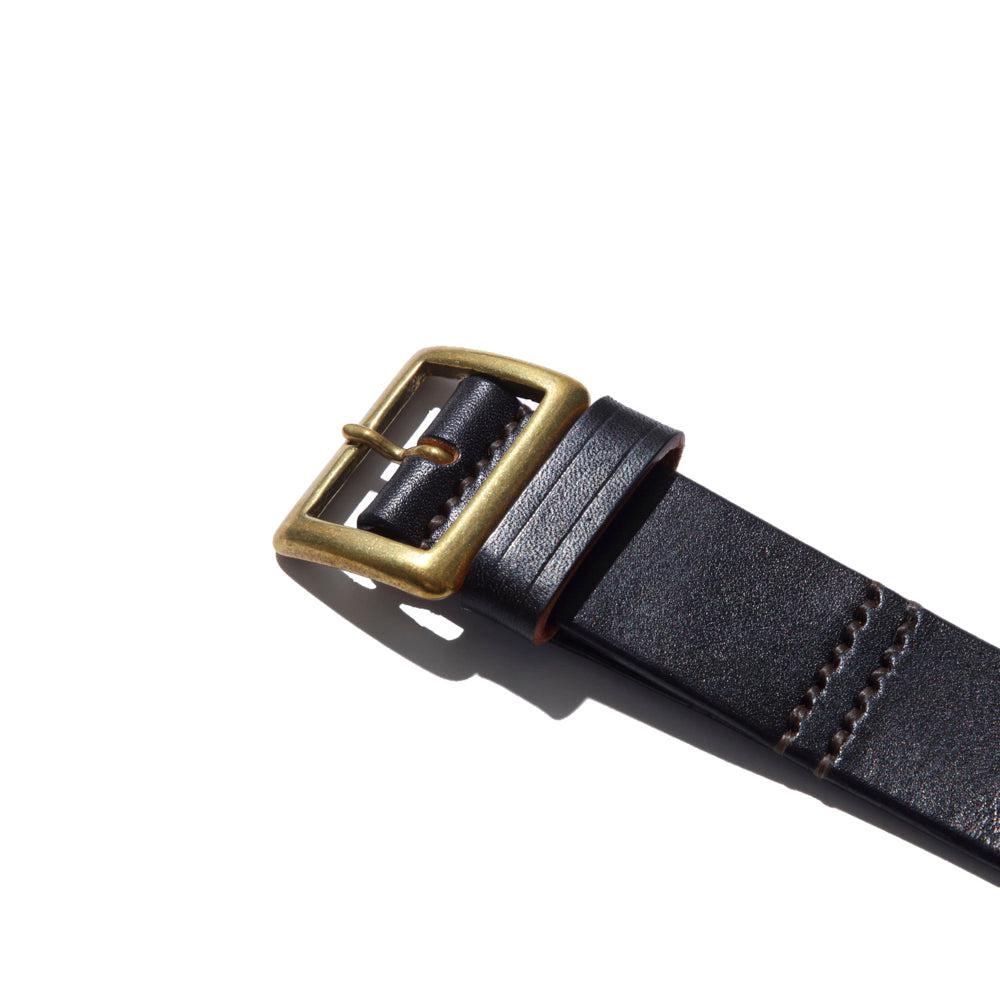 Belafonte Ragtime Leather Garrison Belt (30mm) Black x Brass-Belt-Clutch Cafe