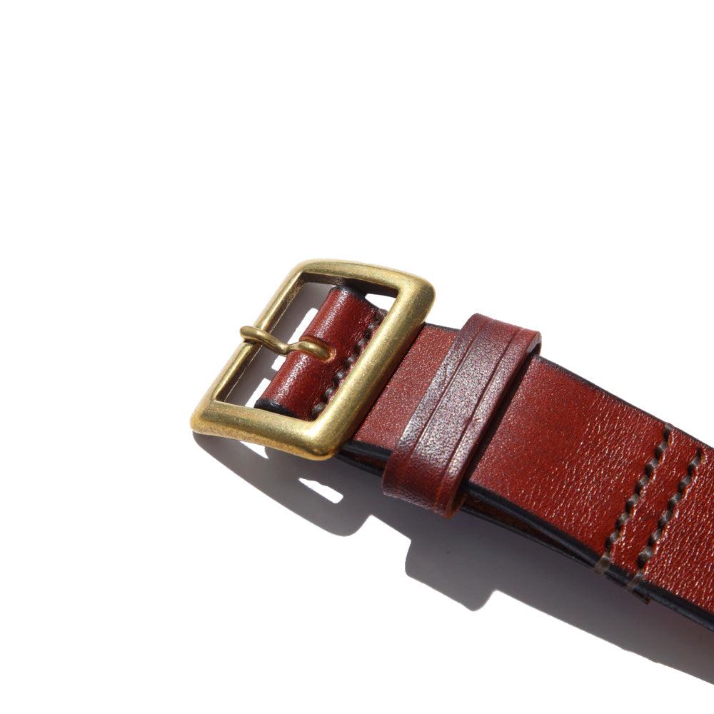 Belafonte Ragtime Leather Garrison Belt (30mm) Brown x Brass-Belt-Clutch Cafe