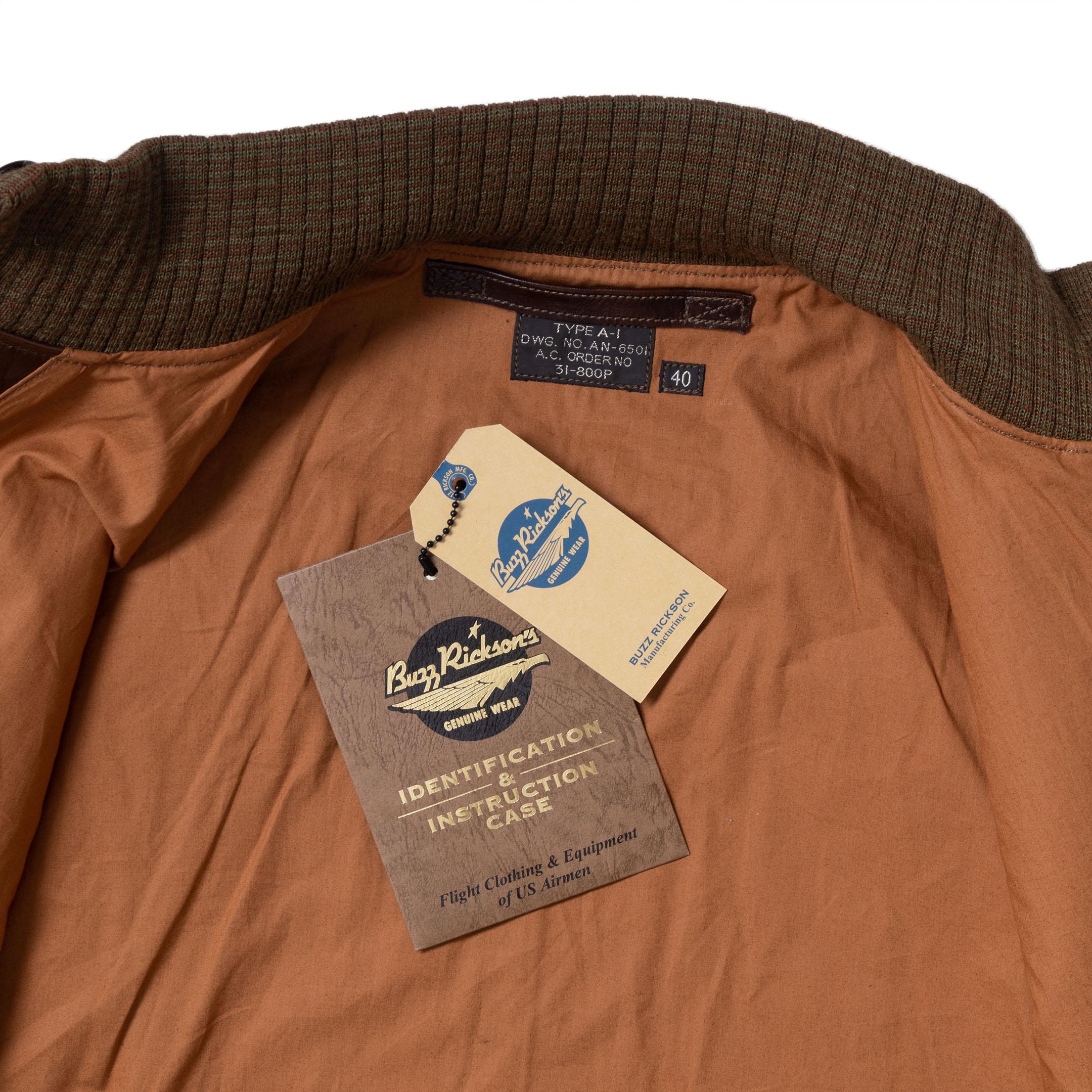 Buzz Rickson's A-1 No. 31-800P Seal Brown-Leather Jacket-Clutch Cafe