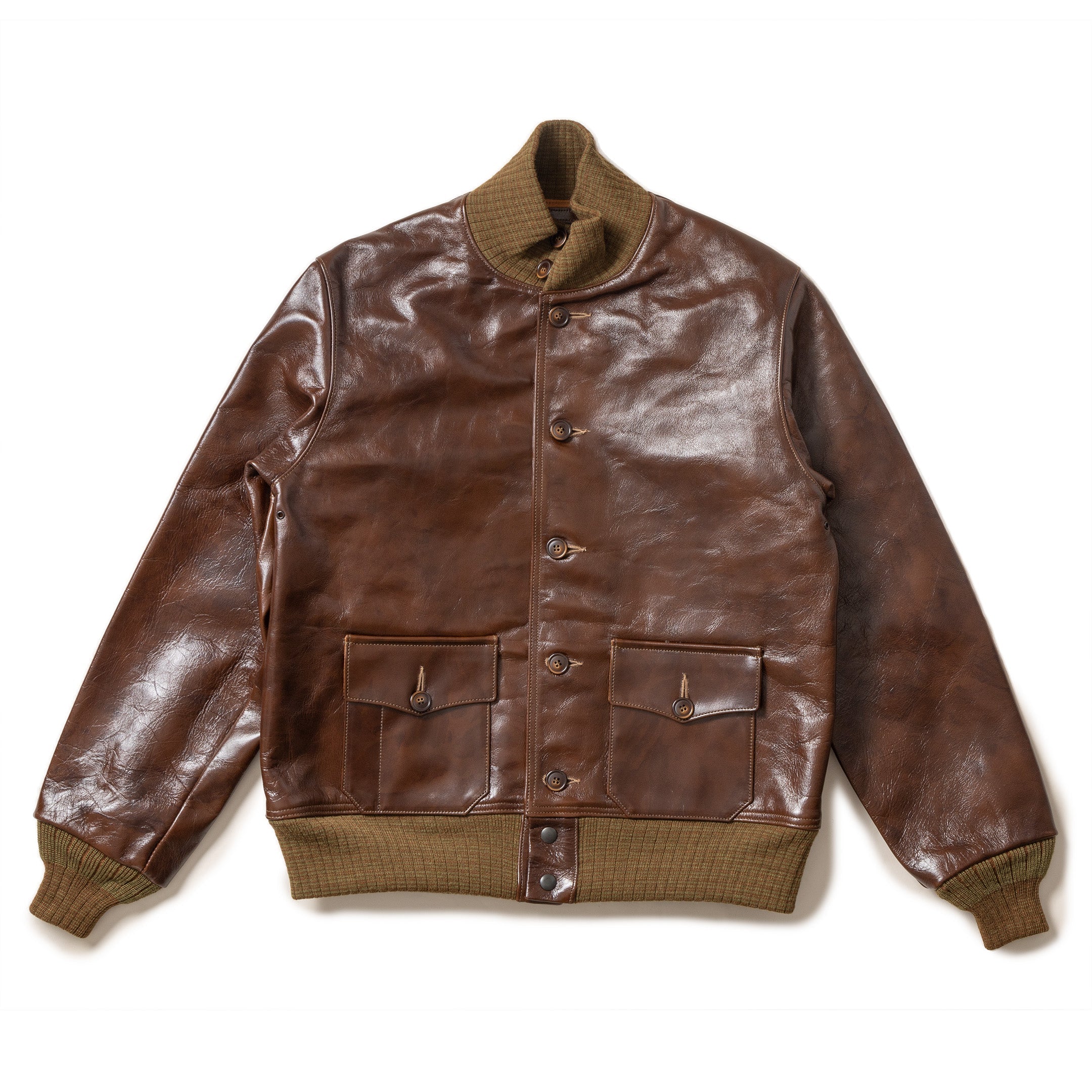 Buzz Rickson's A-1 No. 31-800P Seal Brown-Leather Jacket-Clutch Cafe