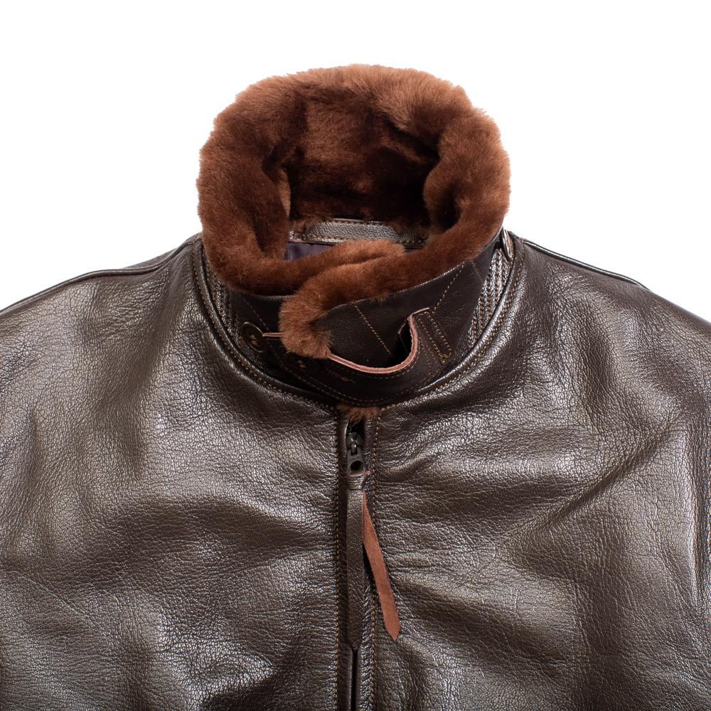 Buzz Rickson's Type G-1 Spec 55J-14 A.Pritzker Brown-Leather Jacket-Clutch Cafe