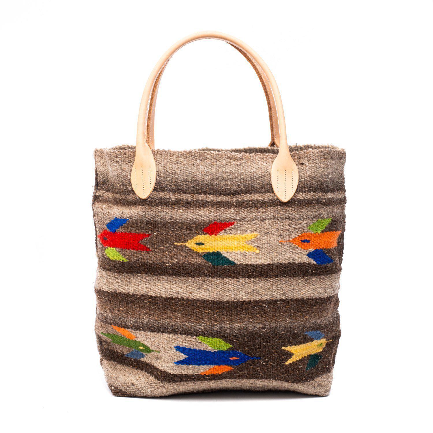 Chamula CHB05-09 Blanket Tote Bag Hummingbird-Bag-Clutch Cafe