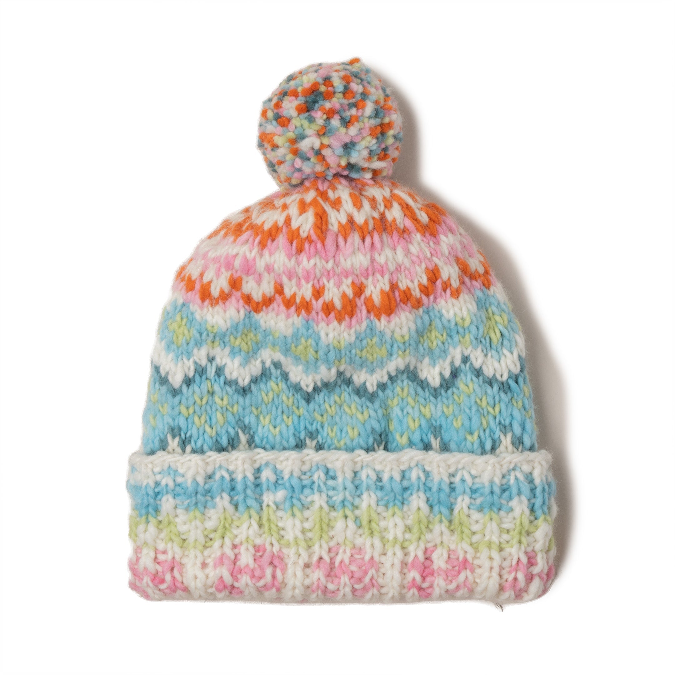 Chamula Double Cuff Cap Fair Isle #8 Ivory-Hat-Clutch Cafe