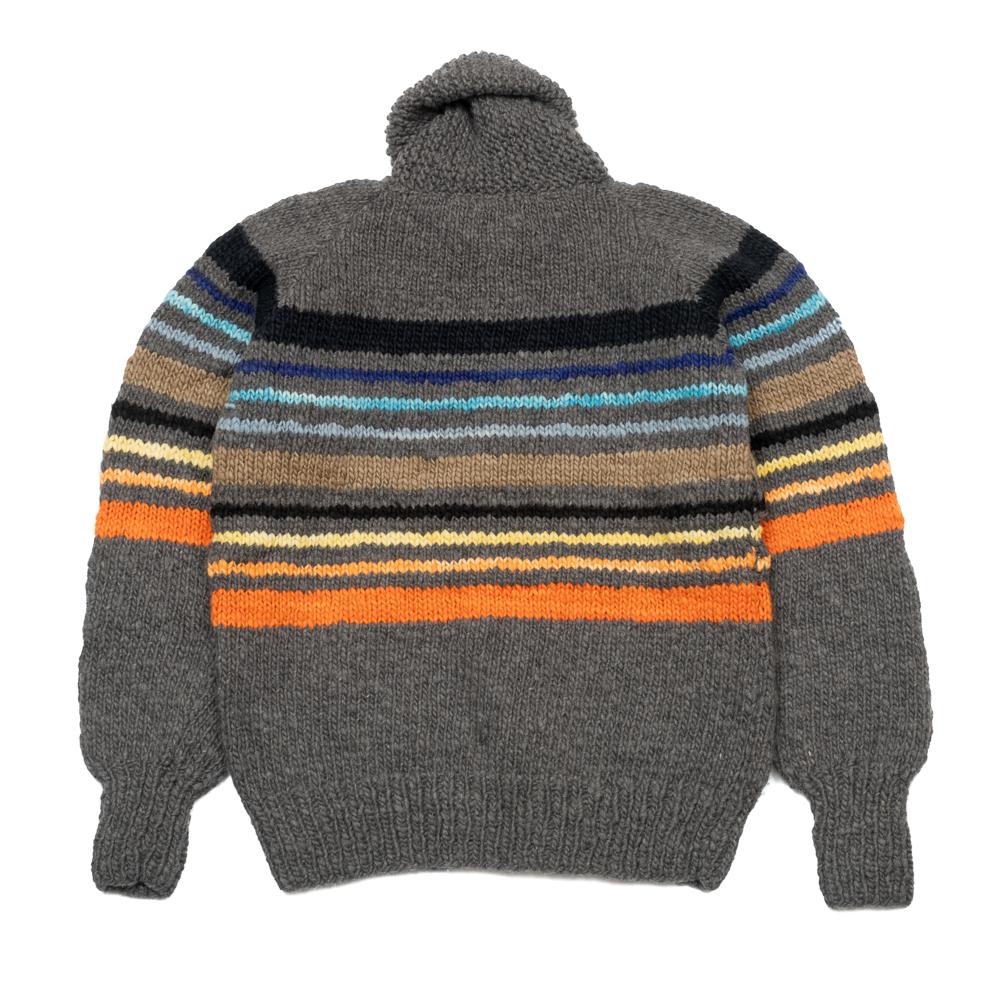 Chamula Multi Stripe Zipper Cardigan Grey Multi-Knitwear-Clutch Cafe