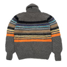 Chamula Multi Stripe Zipper Cardigan Grey Multi-Knitwear-Clutch Cafe