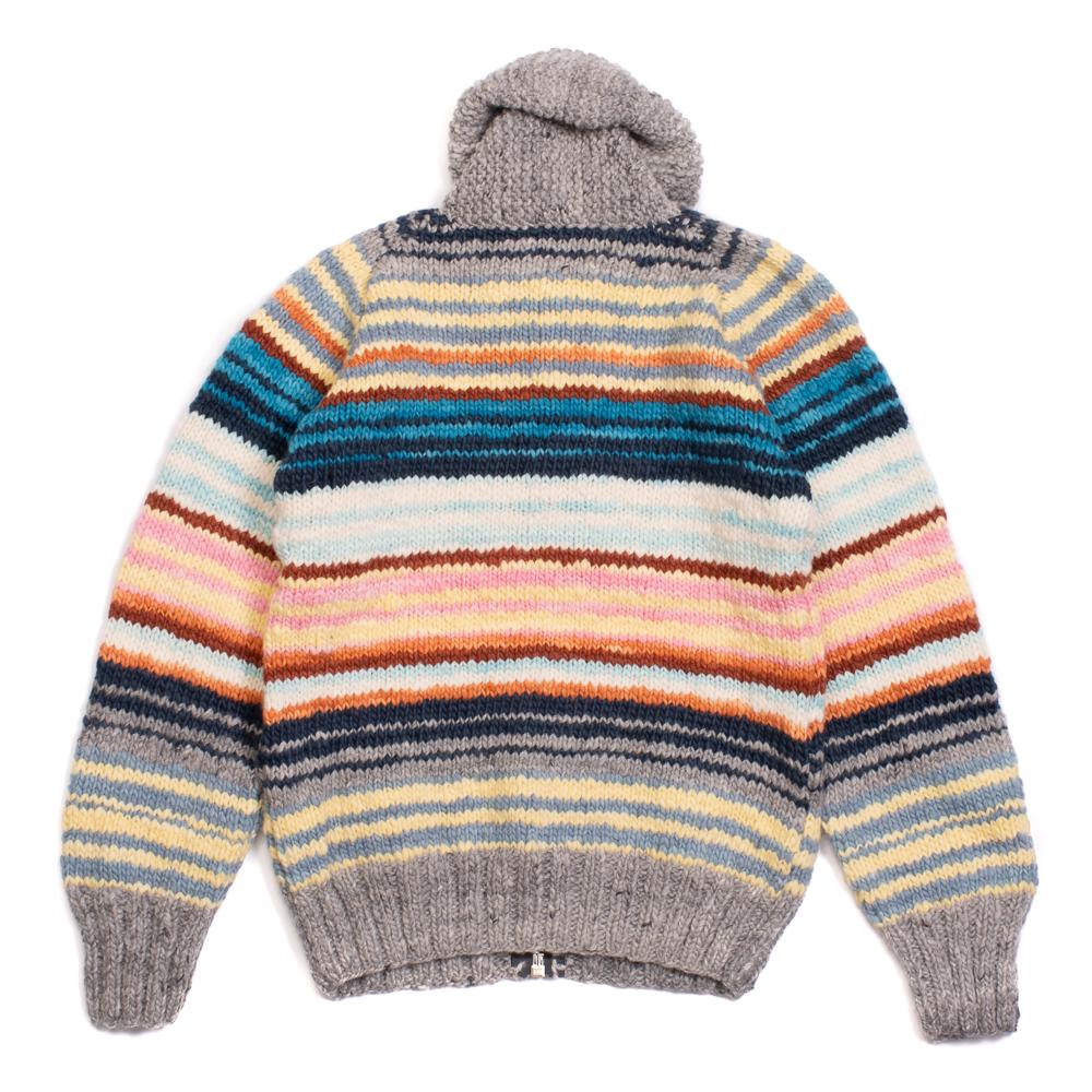 Chamula Multi Stripe Zipper Cardigan Pearl Grey-Knitwear-Clutch Cafe