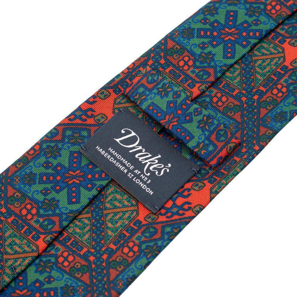 Drake's Silk Mix Pattern Tie-Tie-Clutch Cafe