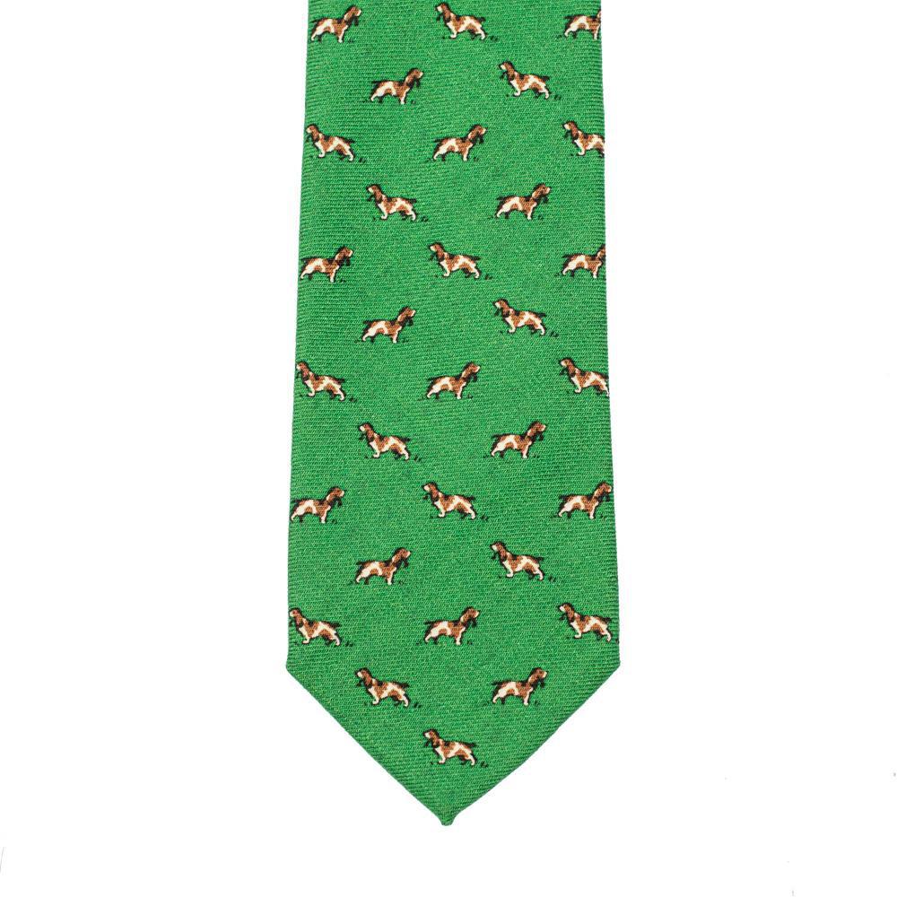 Drake's Wool Basset Hound Print Tie Green-Tie-Clutch Cafe