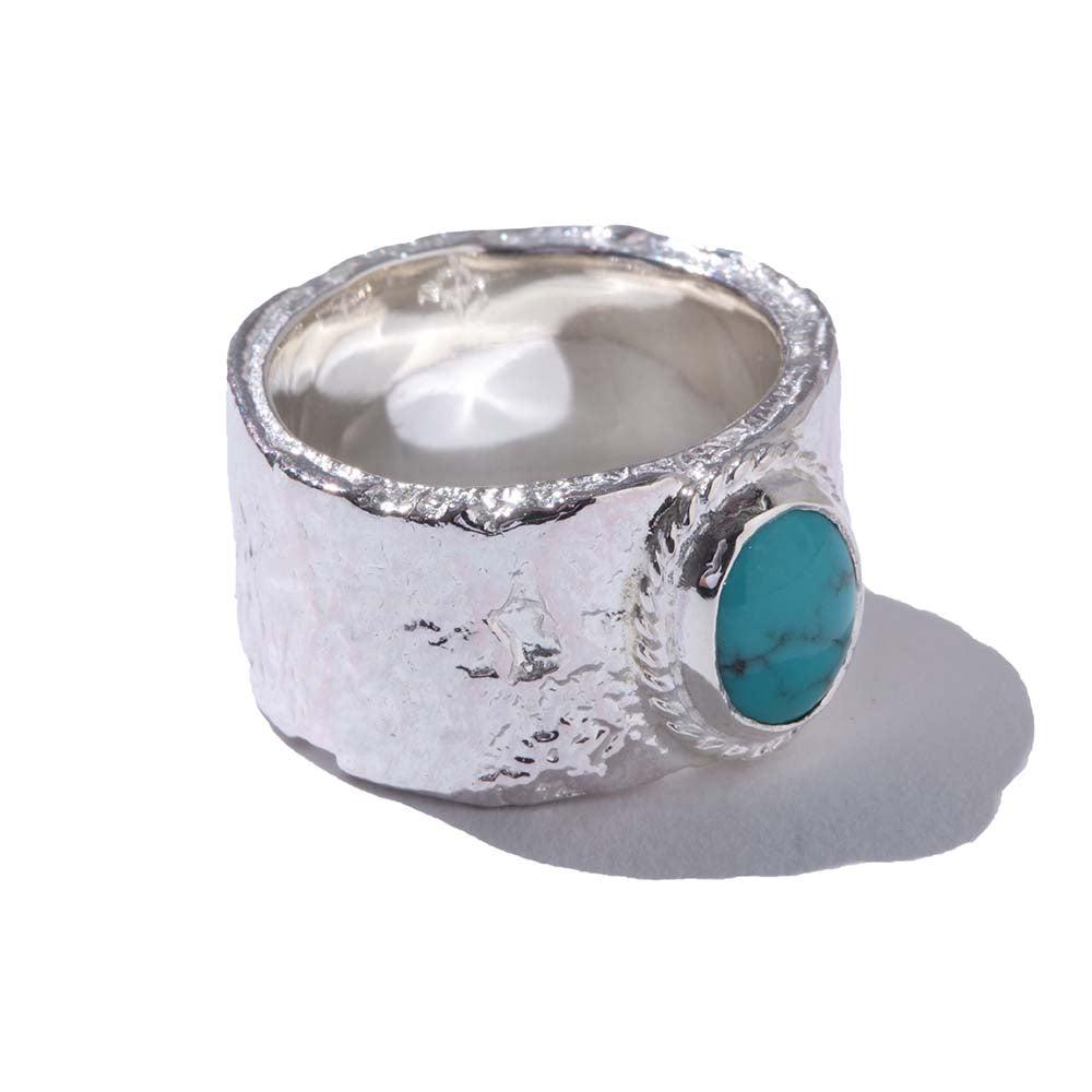 First Arrow's Barerock Ring w/Turquoise (L) (R-040)-Jewellery-Clutch Cafe
