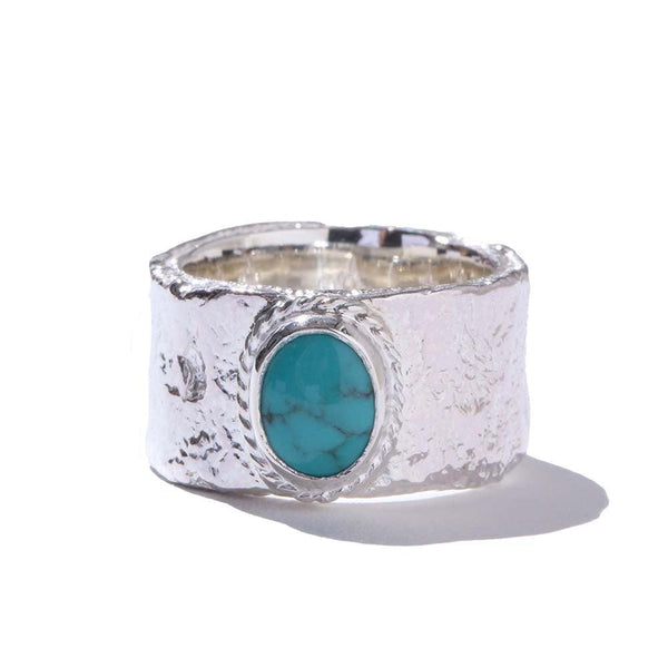 First Arrow's Barerock Ring w/Turquoise (L) (R-040)-Jewellery-Clutch Cafe
