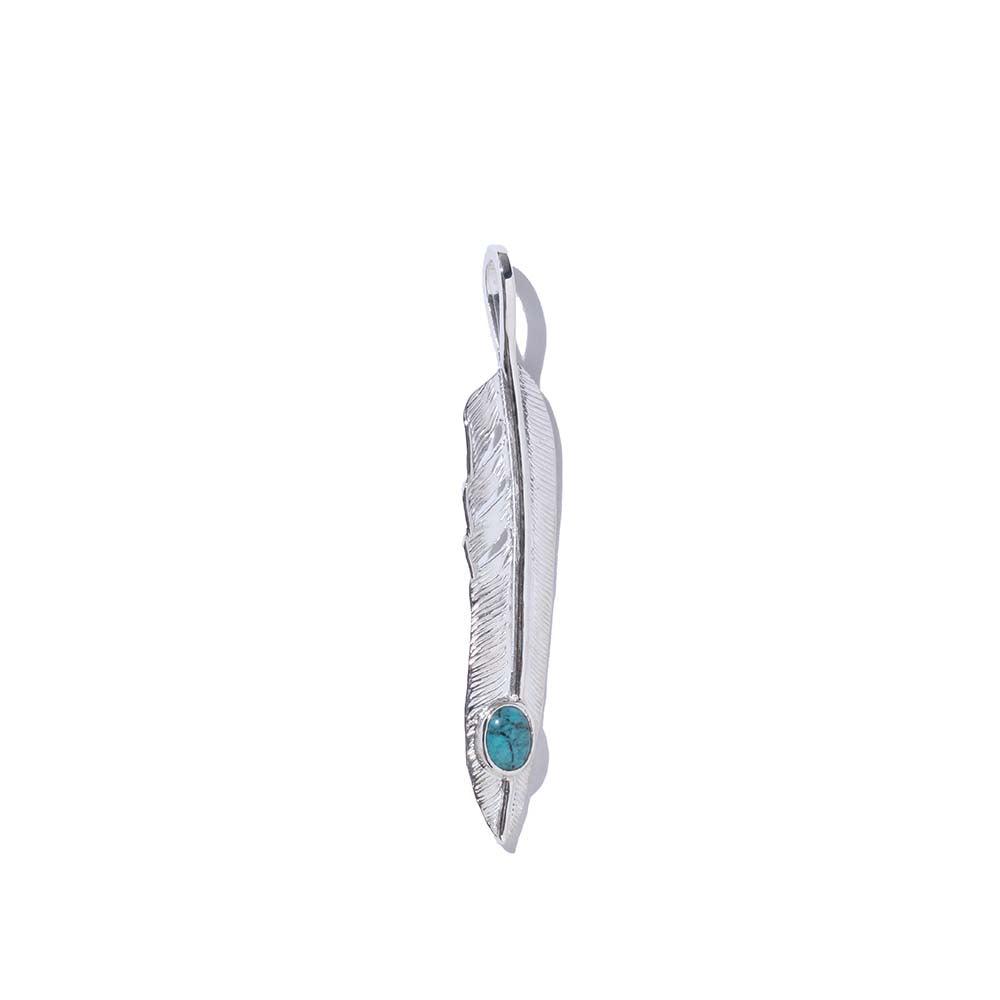 First Arrow's Kazekiri Feather w/Turquoise (L) (P-430L)-Jewellery-Clutch Cafe