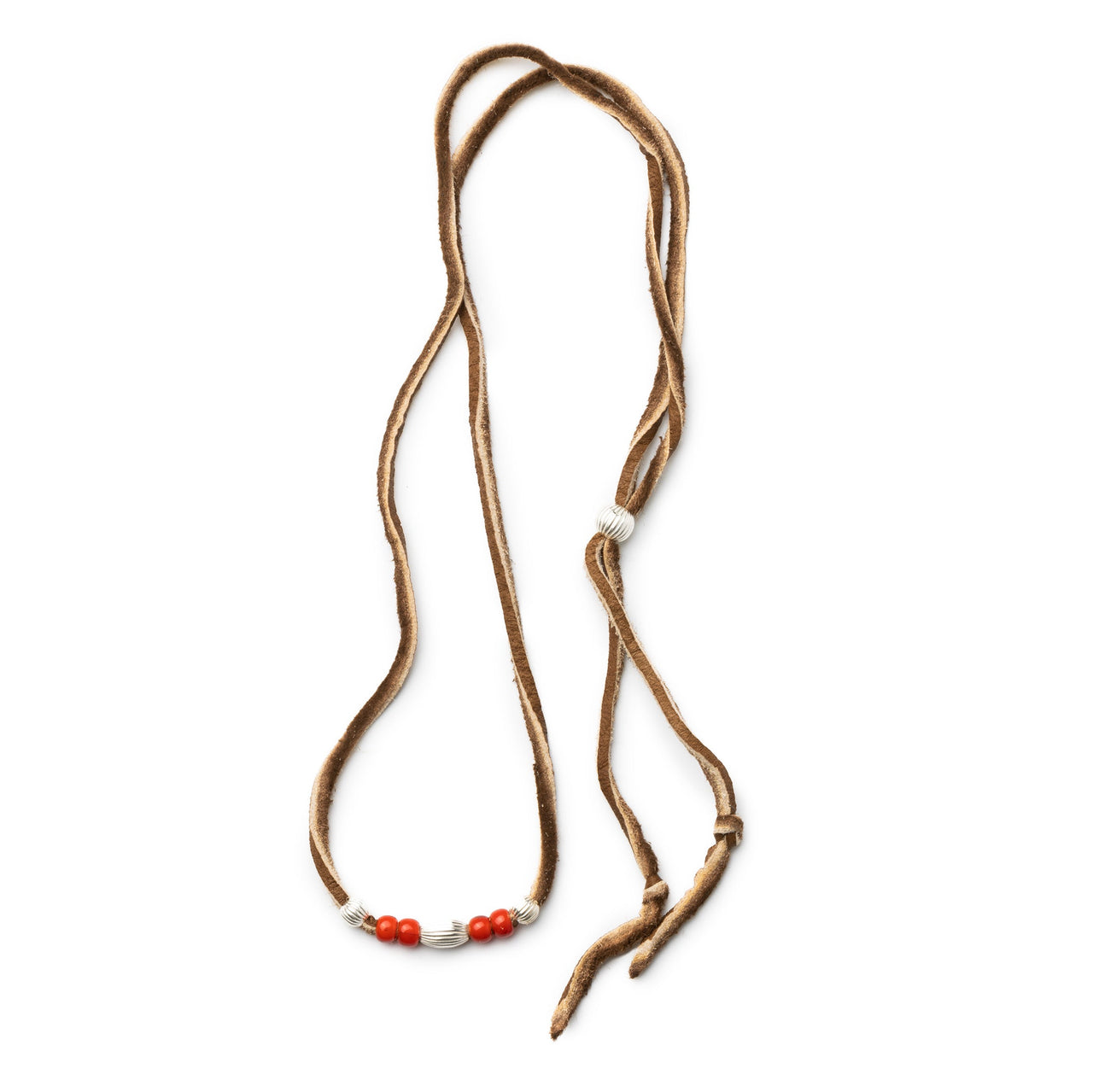 First Arrow's Leather Necklace w/beads Brown-Necklace-Clutch Cafe