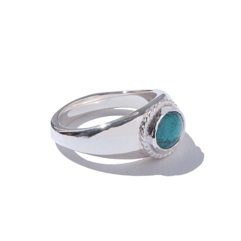 First Arrow's Oval Stamp Stand Ring w/Turquoise (R-169)-Jewellery-Clutch Cafe