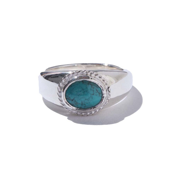 First Arrow's Oval Stamp Stand Ring w/Turquoise (R-169)-Jewellery-Clutch Cafe