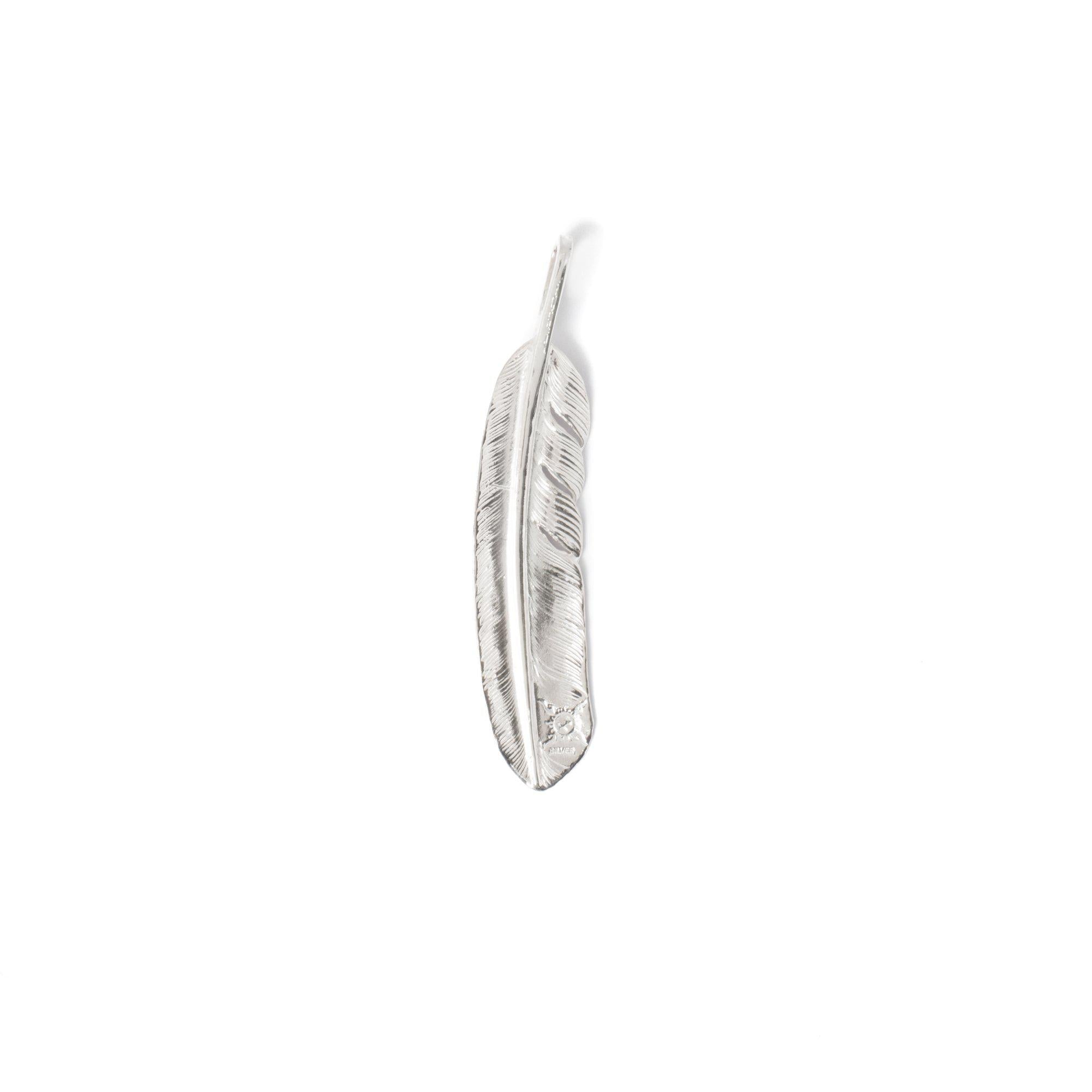 First Arrows Silver Feather Pendant Large P-001-Jewellery-Clutch Cafe