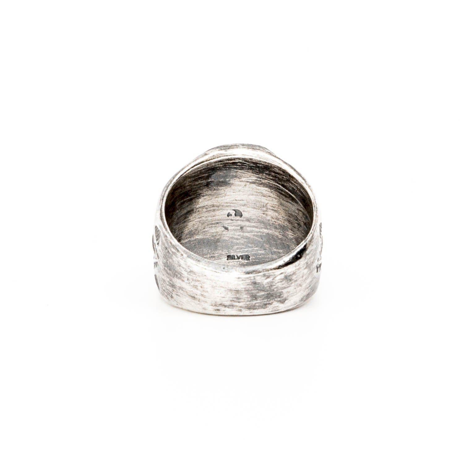 First Arrows VFSW stamp ring with turquoise R-132-Jewellery-Clutch Cafe