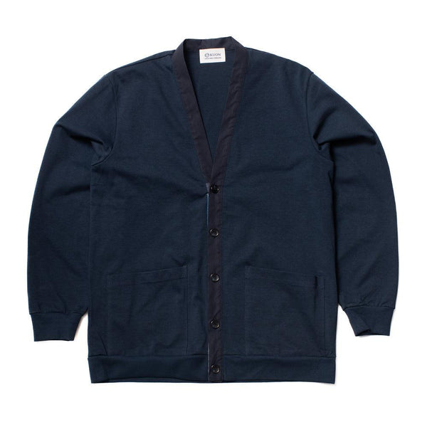 KUON Boro Patched Jersey Cardigan Navy-Cardigan-Clutch Cafe