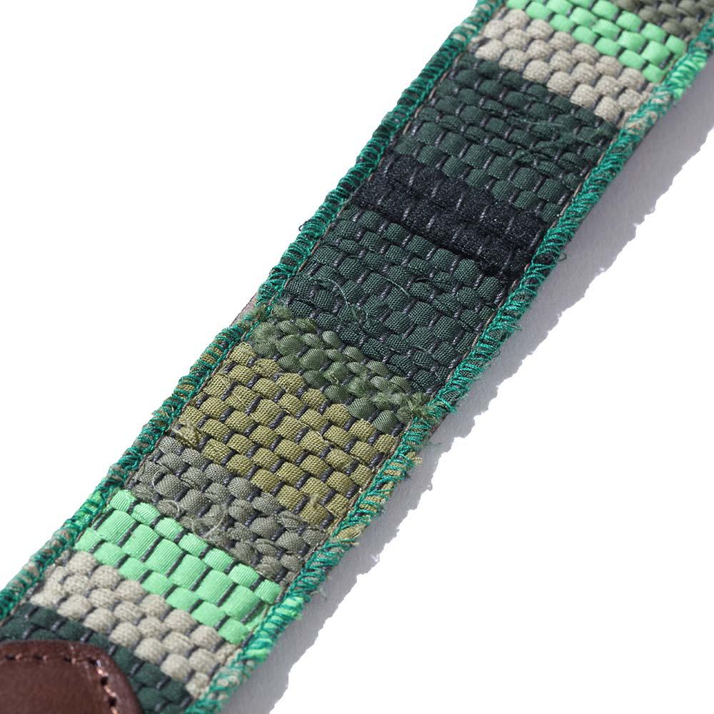 KUON Leather Belt Sakiori Trim Brown/Forest Green-Belts-Clutch Cafe