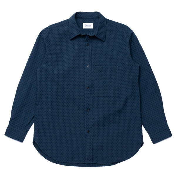 KUON Regular Collar Shirt Cross Sashiko Dark Blue – Clutch Cafe