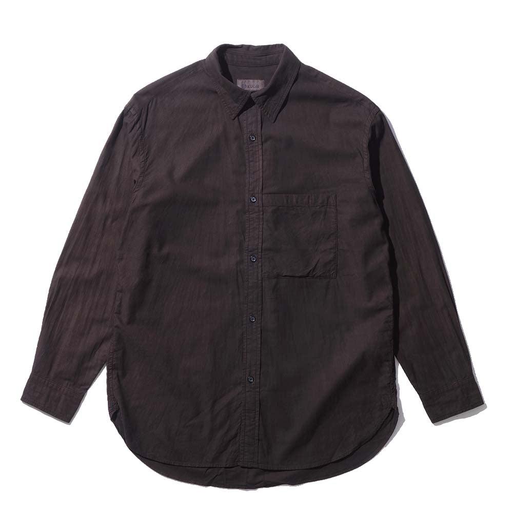 KUON Regular Collar Shirt Dorozome Mud Brown-Shirts-Clutch Cafe