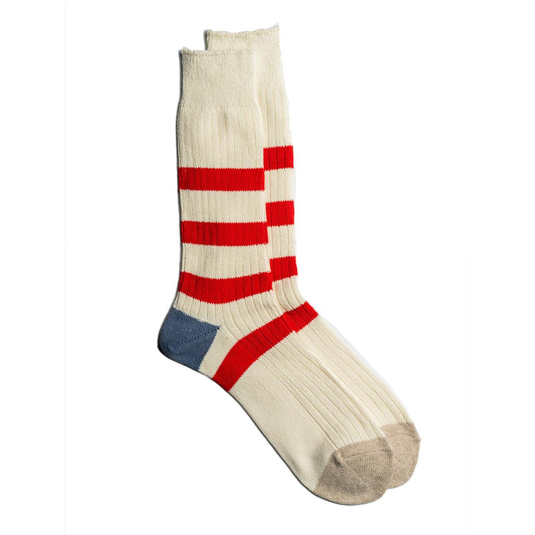 Kinari Tokyo by Anonymous Ism Cotton Mix Stripes Crew Off-White w/Red-Socks-Clutch Cafe