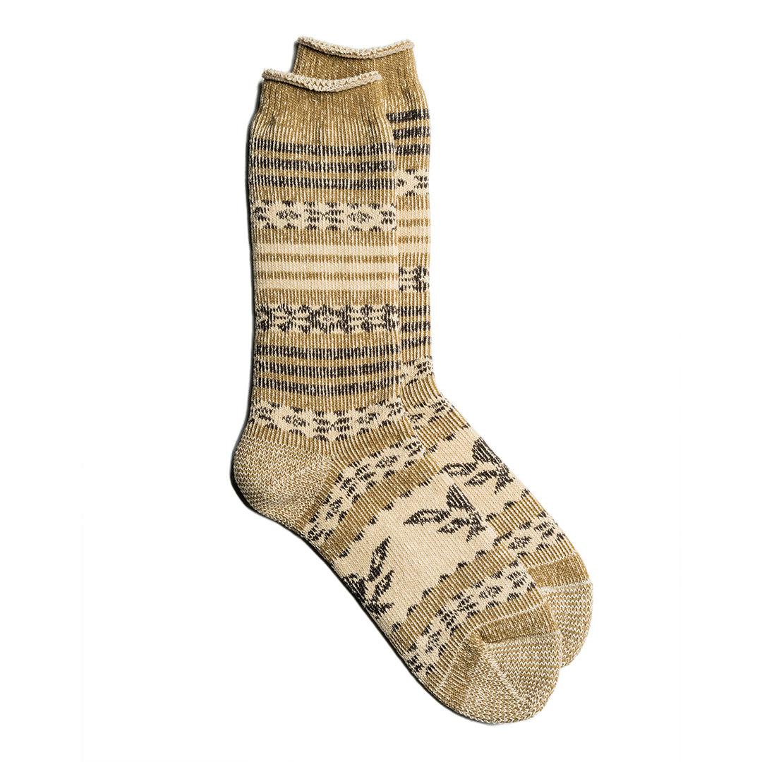 Kinari Tokyo by Anonymous Ism Natural Symbol Pattern Crew Beige-Socks-Clutch Cafe