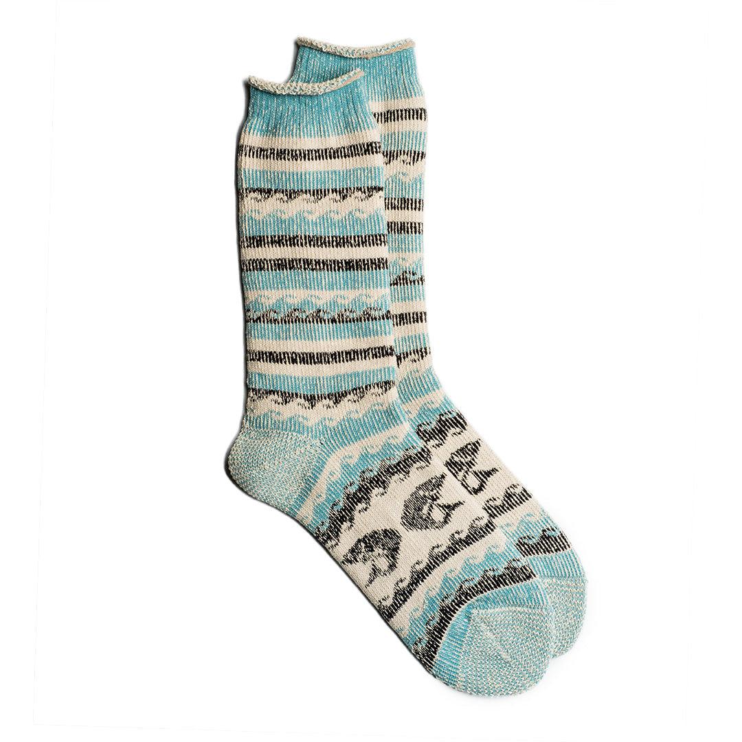 Kinari Tokyo by Anonymous Ism Natural Symbol Pattern Crew Blue-Socks-Clutch Cafe