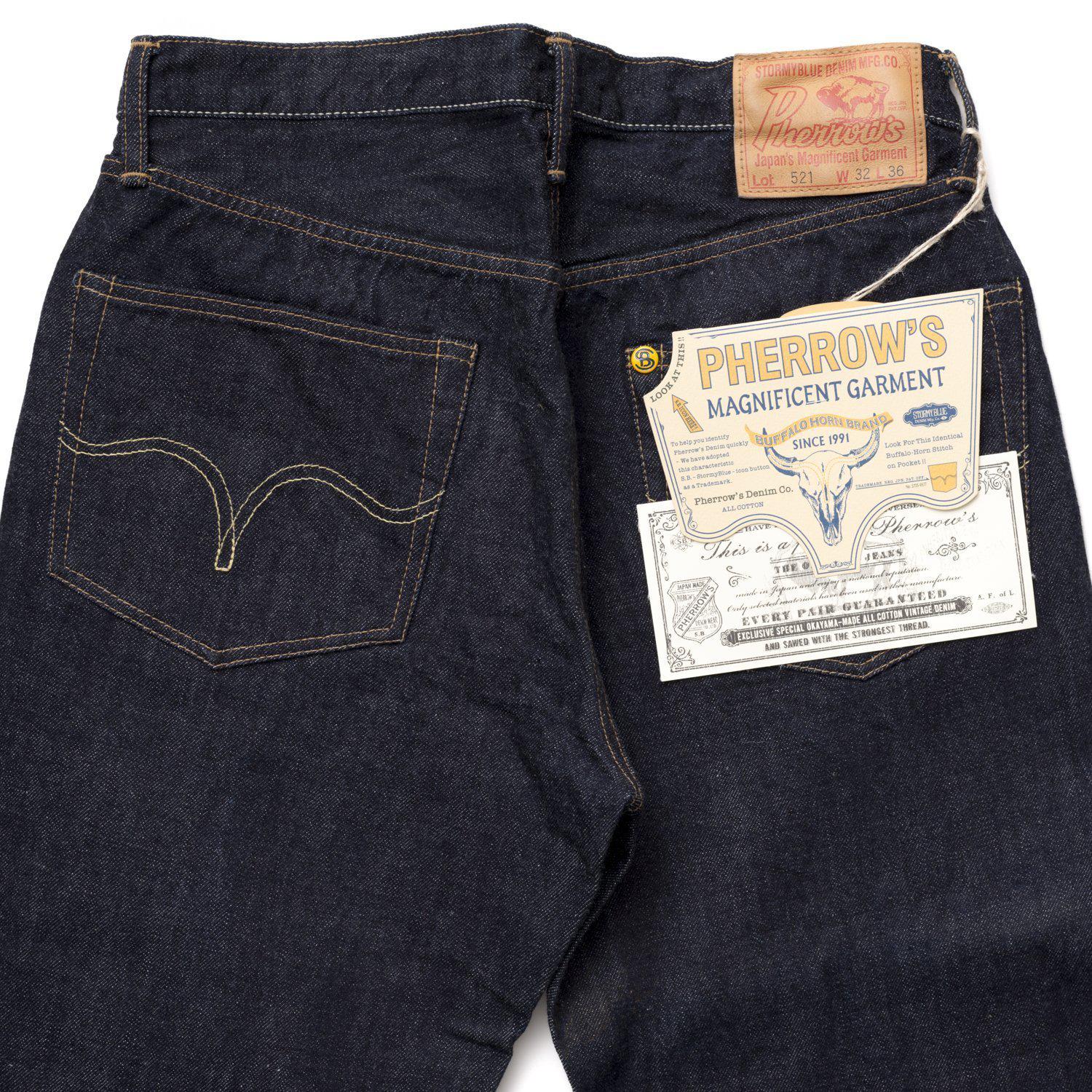 Pherrow's 521 13.5oz Jean-Jeans-Clutch Cafe-selvage denim-selfedge denim