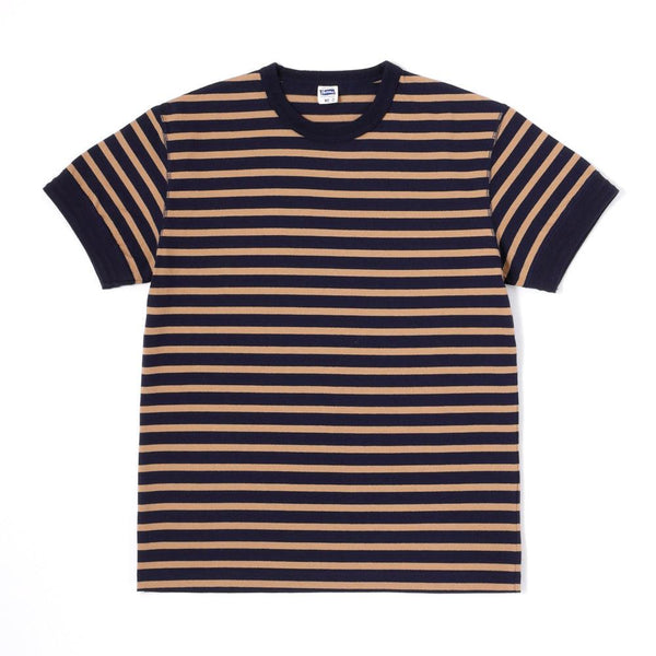 Pherrow's Thin Border Stripe T-Shirt Beige-T-Shirt-Clutch Cafe