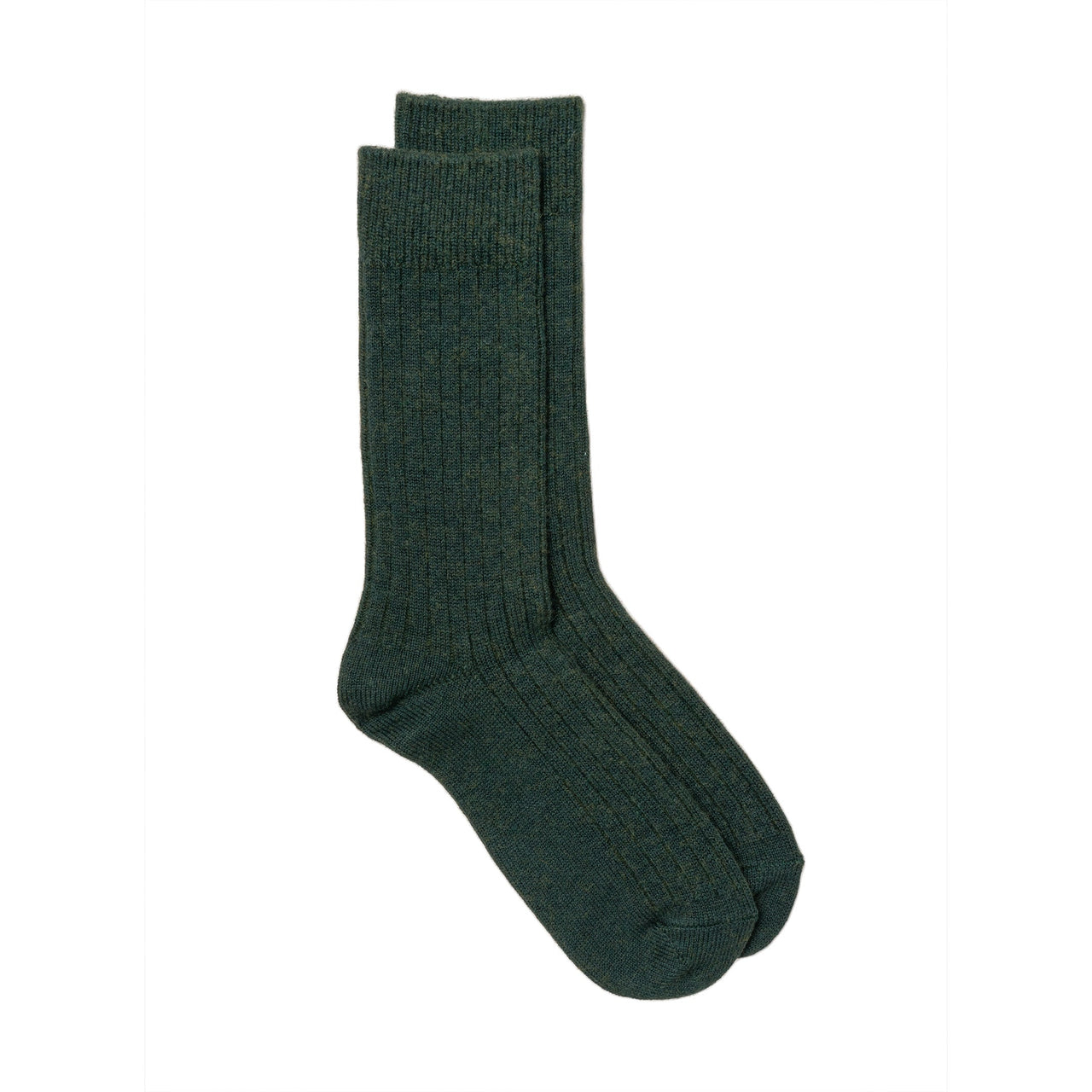 Rototo Cotton Wool Ribbed Crew Socks D. Green-Socks-Clutch Cafe