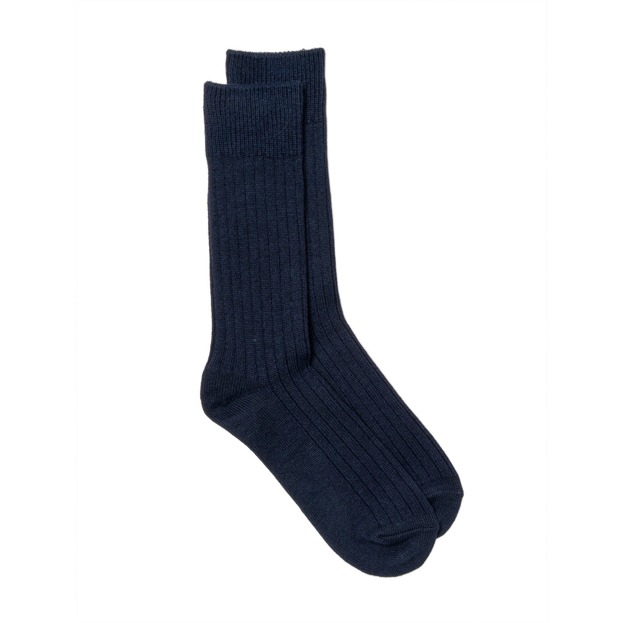 Rototo Cotton Wool Ribbed Crew Socks Navy-Socks-Clutch Cafe