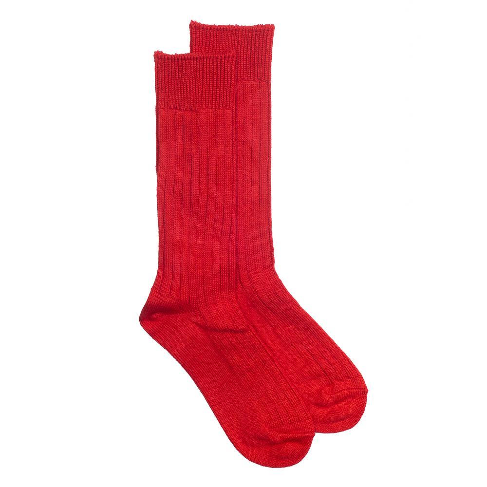Rototo Linen/Cotton Ribbed Crew Socks Red-Socks-Clutch Cafe