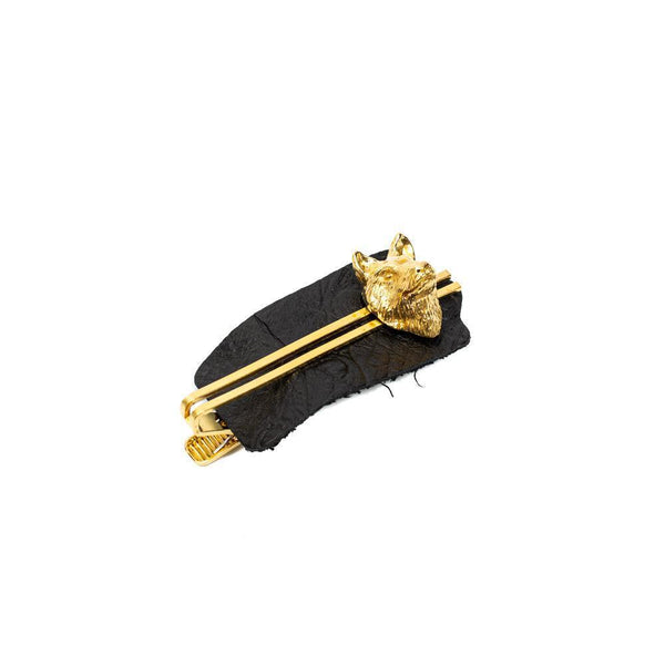 Solid Design Brass Wolf Tie Clip-Accessories-Clutch Cafe