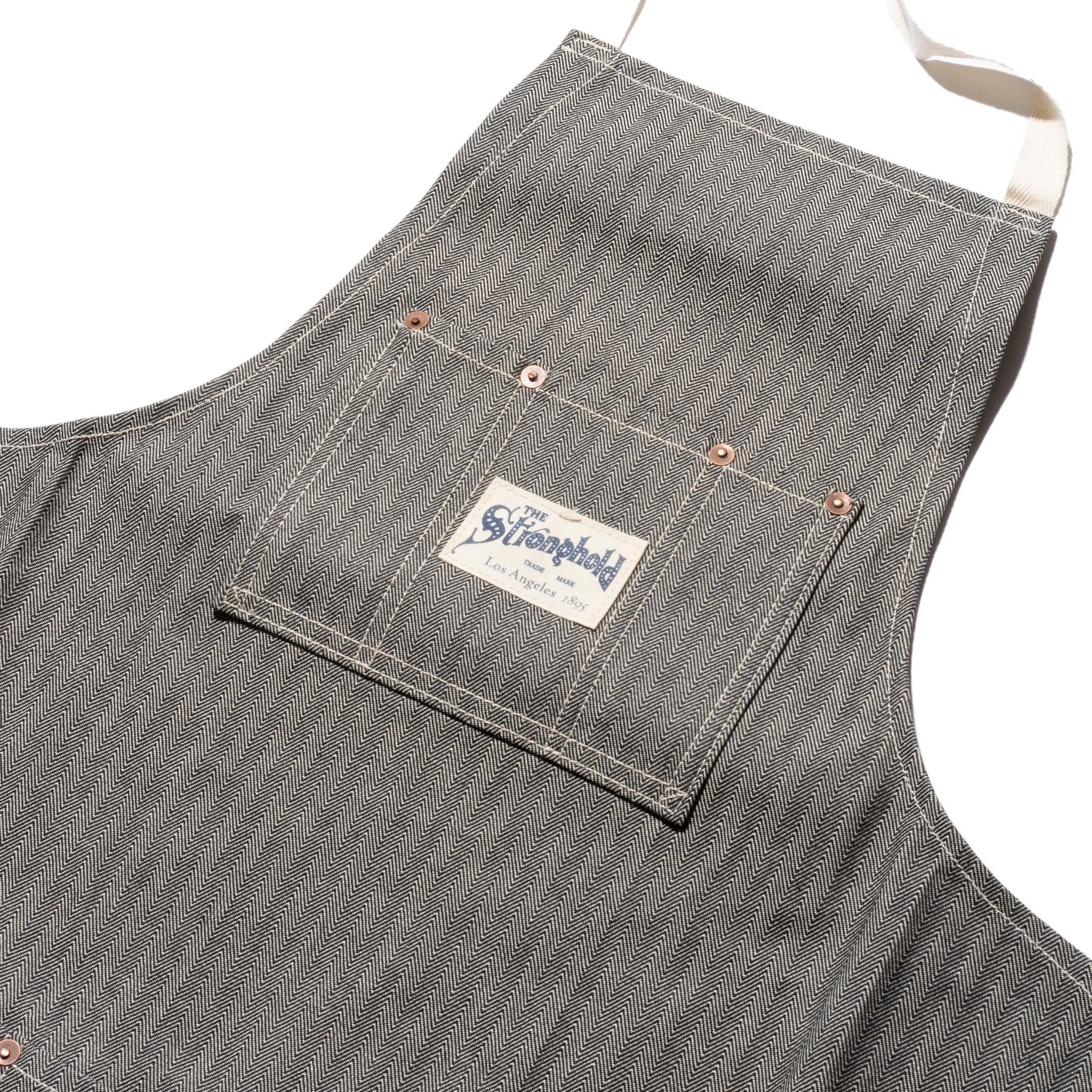 Stronghold DM057 Short Bib Apron 12.5oz Herringbone Selvage Denim-Apron-Clutch Cafe