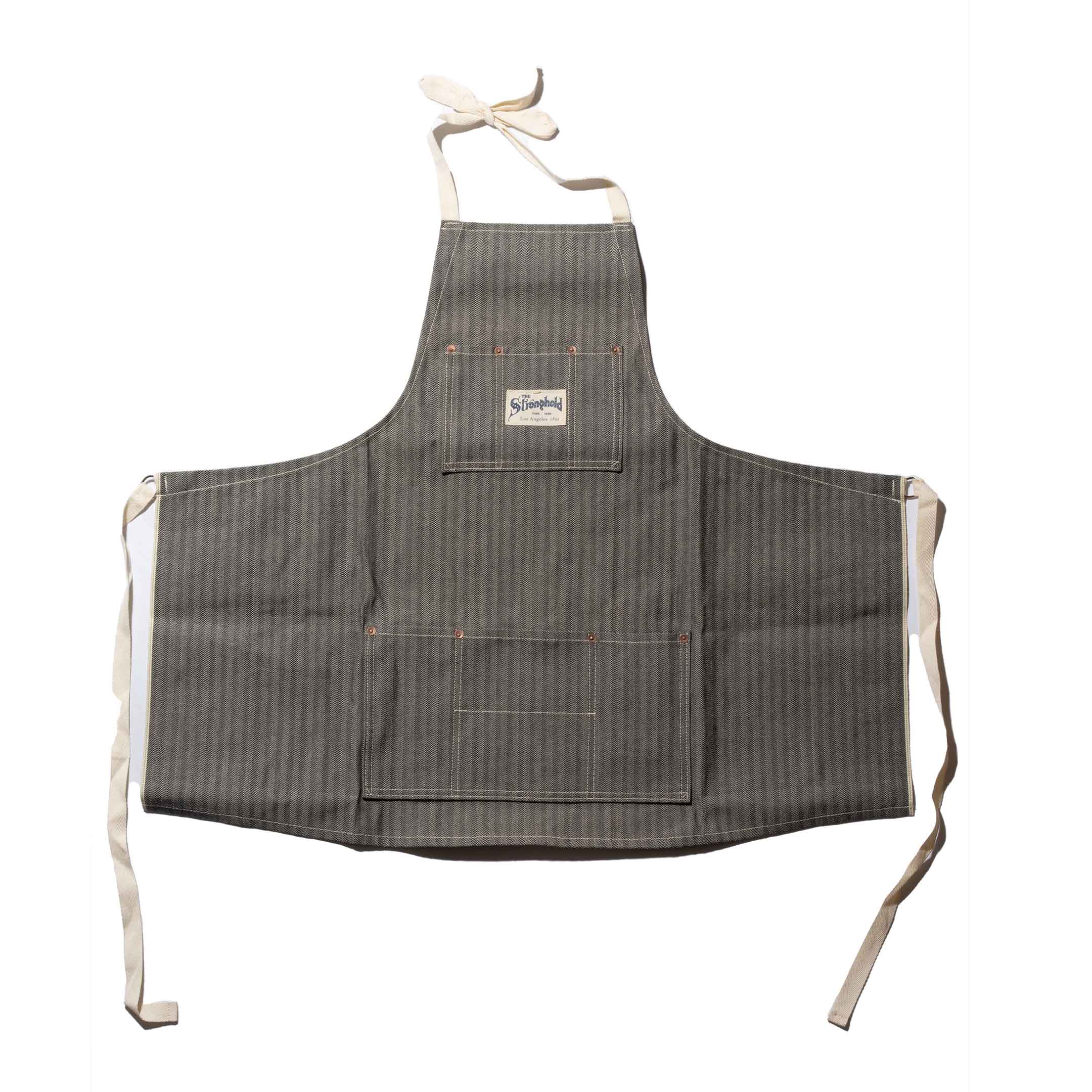 Stronghold DM057 Short Bib Apron 12.5oz Herringbone Selvage Denim-Apron-Clutch Cafe