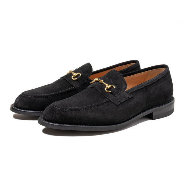 Trickers x Clutch Cafe Leon Horsebit Loafer Black Repello Suede