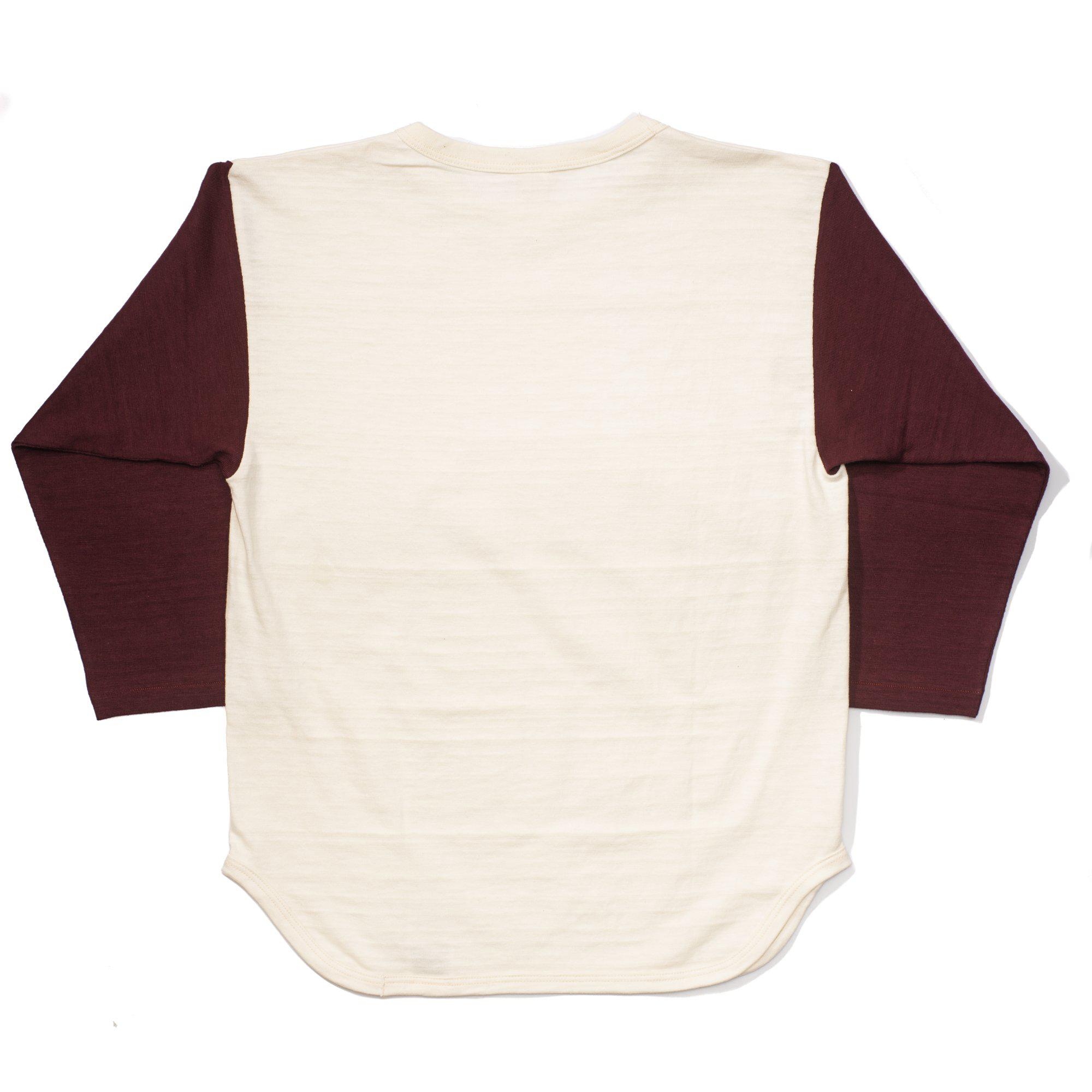 Warehouse 4800 Baseball Tee Cream/Bordeaux-T-shirt-Clutch Cafe