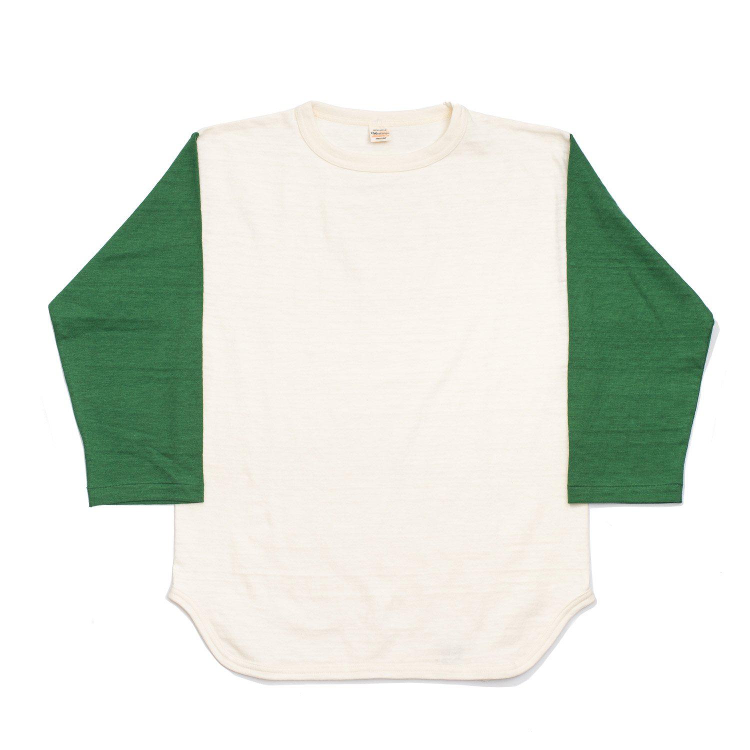 Warehouse 4800 Baseball Tee Cream/Green-T-shirt-Clutch Cafe