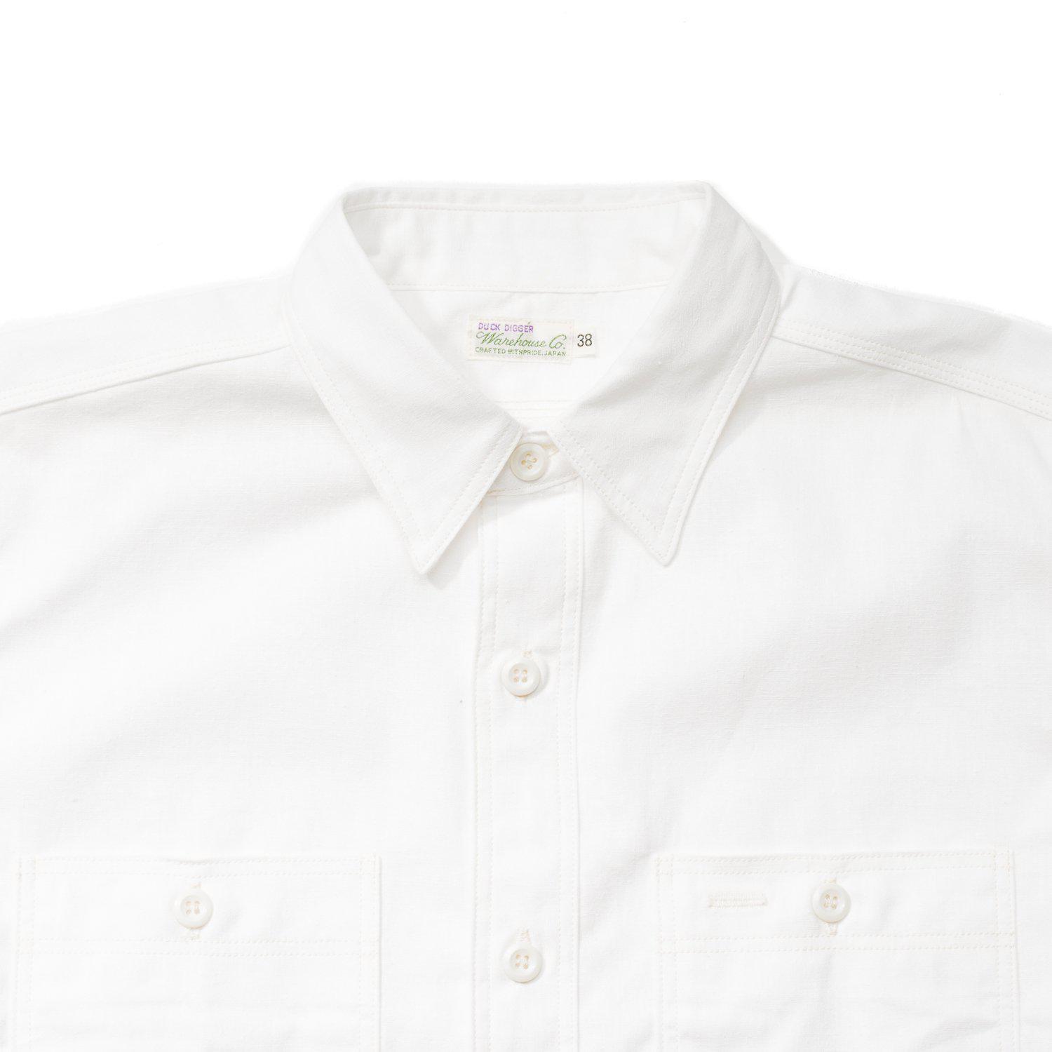 Warehouse Duck Digger 3076 Chambray Work Shirt White-Shirts-Clutch Cafe