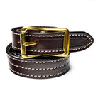 Yuketen 1" Triple Stitch Belt Havana w/Natural Stitch-Belt-Clutch Cafe