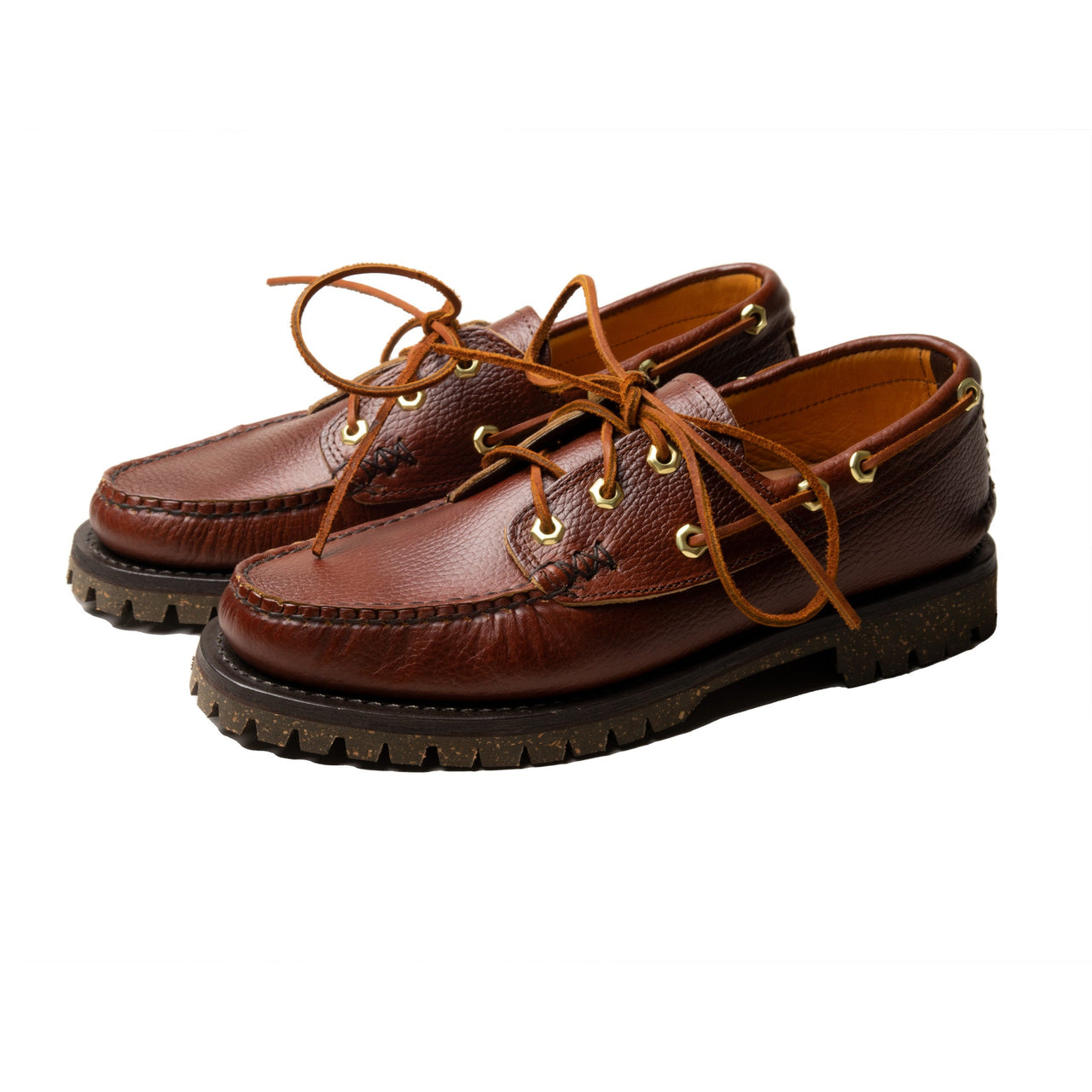 Yuketen Hex Eye Boat Shoes w/Lug Sole Grizzly Brown-shoes-Clutch Cafe